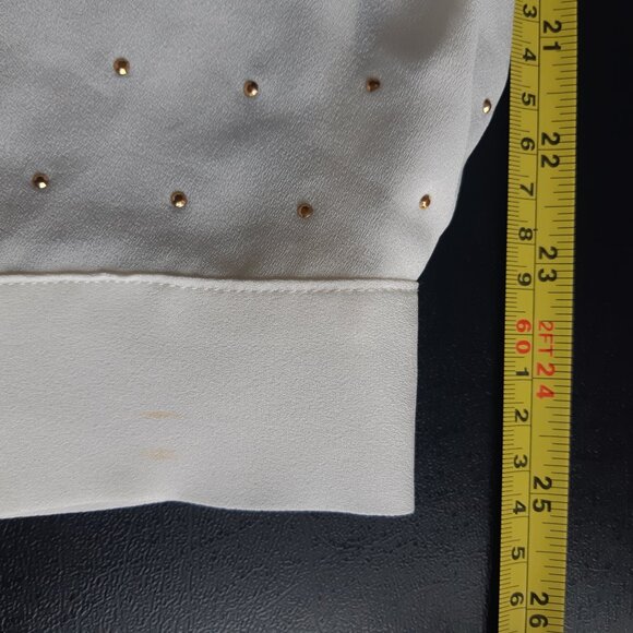 Liz Claiborne SZ L Cream Crepe Georgette Blouse Top Button Up Shirt - Picture 11 of 13